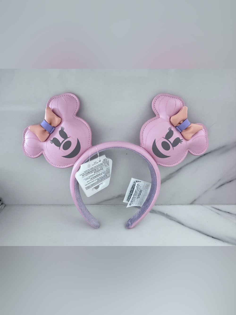 Disney Pink Minnie Ear Headband with Peach & Lavender Bows
